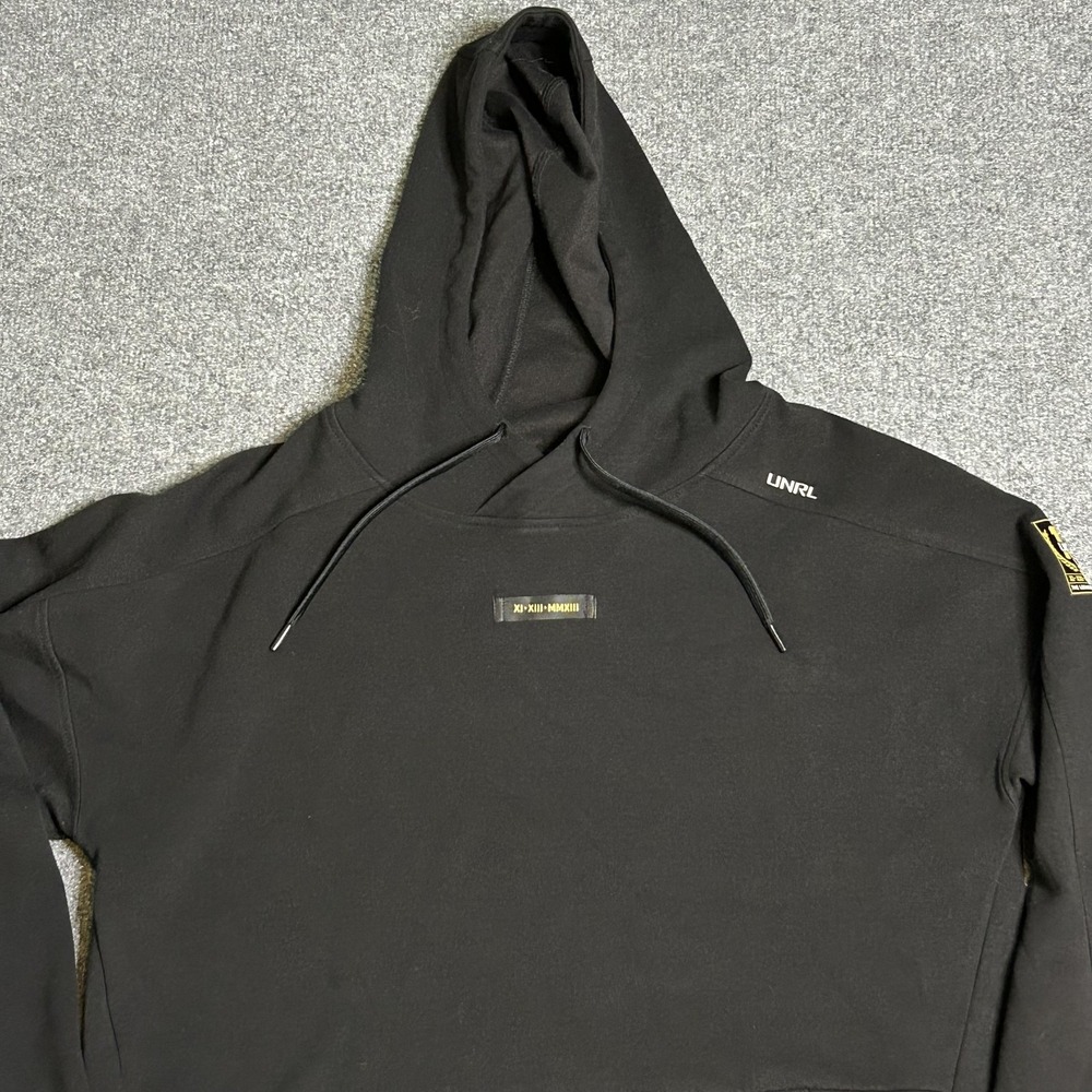 UNRL Hoodie Mens Medium Black 10 Year Anniversary Limited Edition Pullover Patch